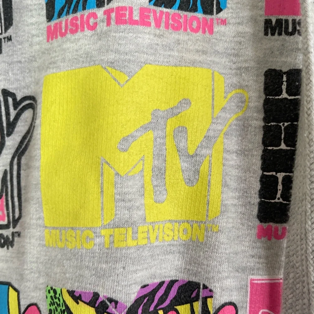 MTV Grey‎ Neon Hoodie Sweatshirt